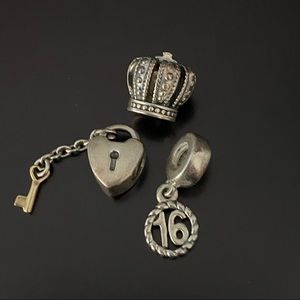 Pandora bracelet charms x3